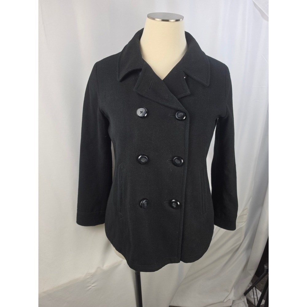 Old Navy Women's XL Black Double-Breasted Peacoat Tailored Classic Winter Coat